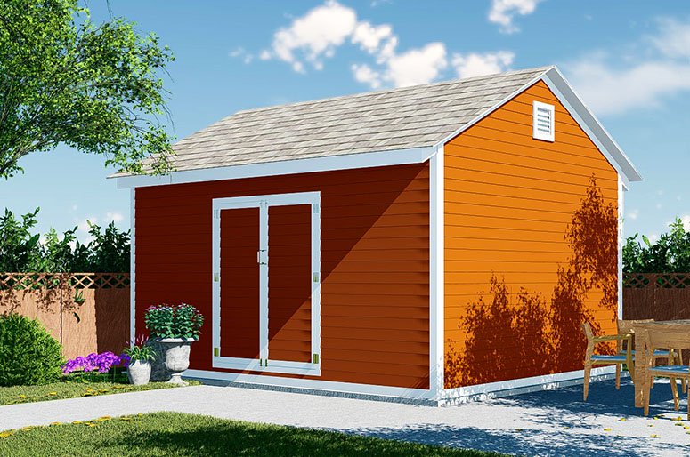 oxbow 12x16 gable roof storage shed plan - howtoplans.org